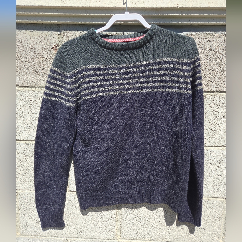 Men's Kian D Los Angeles Striped Knit Sweater: Green and Blue